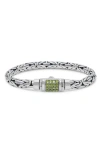 Devata Sterling Silver Semiprecious Stone Chain Bracelet In Silver Green