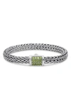 Devata Sterling Silver Semiprecious Stone Chain Bracelet In Silver Green