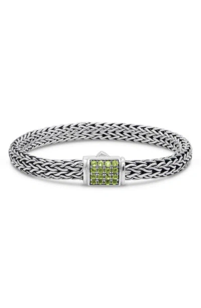 Devata Sterling Silver Semiprecious Stone Chain Bracelet In Silver Green