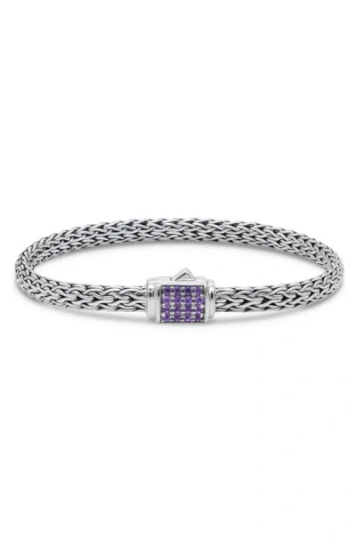 Devata Sterling Silver Semiprecious Stone Chain Bracelet In Silver Purple