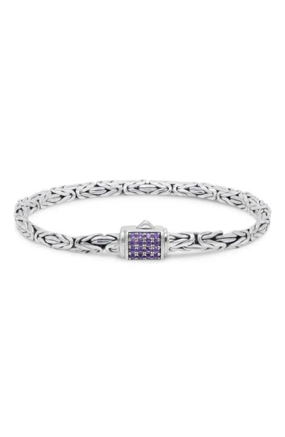 Devata Sterling Silver Semiprecious Stone Chain Bracelet In Silver Purple