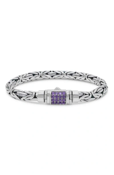 Devata Sterling Silver Semiprecious Stone Chain Bracelet In Silver Purple