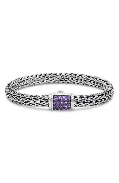 Devata Sterling Silver Semiprecious Stone Chain Bracelet In Silver Purple