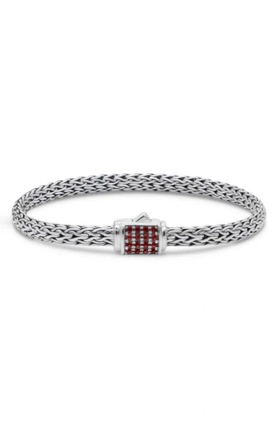 Devata Sterling Silver Semiprecious Stone Chain Bracelet In Silver Red