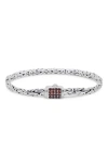 Devata Sterling Silver Semiprecious Stone Chain Bracelet In Silver Red