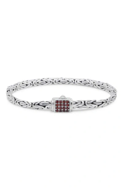 Devata Sterling Silver Semiprecious Stone Chain Bracelet In Silver Red