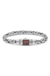 Devata Sterling Silver Semiprecious Stone Chain Bracelet In Silver Red