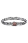 Devata Sterling Silver Semiprecious Stone Chain Bracelet In Silver Red