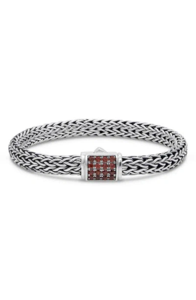 Devata Sterling Silver Semiprecious Stone Chain Bracelet In Silver Red