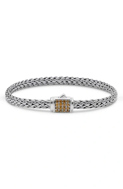 Devata Sterling Silver Semiprecious Stone Chain Bracelet In White
