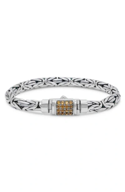 Devata Sterling Silver Semiprecious Stone Chain Bracelet In Metallic