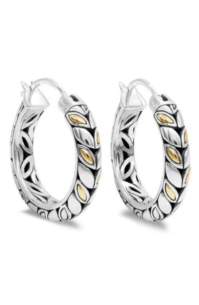 Devata Sterling Silver With 18k Gold Accents Hoop Earrings In Metallic