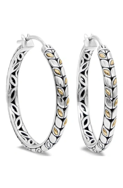 Devata Sterling Silver With 18k Gold Accents Hoop Earrings In Silver Gold