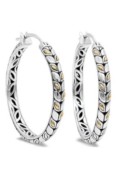 Devata Sterling Silver With 18k Gold Accents Hoop Earrings In Metallic