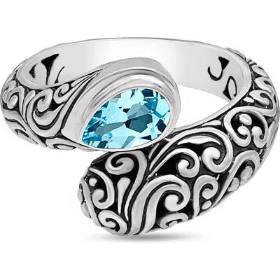 Devata Stone & Sterling Silver Bali Filigree Ring In Silver/blue