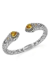 Devata Stone & Sterling Silver Bali Lovina Cuff Bracelet In Silver/gold/orange
