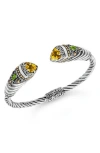 Devata Stone & Sterling Silver Bali Uluwatu Cuff Bracelet In Silver/gold/orange