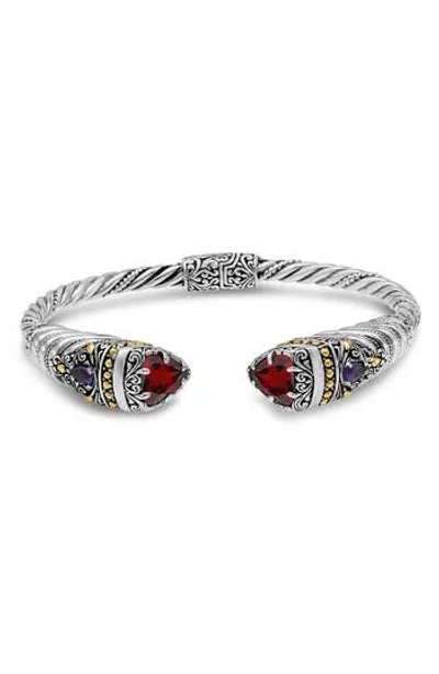 Devata Stone & Sterling Silver Bali Uluwatu Cuff Bracelet In Silver/gold/red