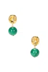 Dévé Valentine Mini Earrings In Malachite & Gold Vermeil