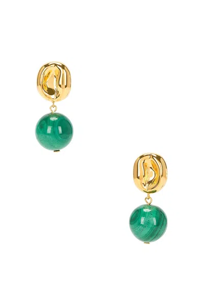 Dévé Valentine Mini Earrings In Malachite & Gold Vermeil