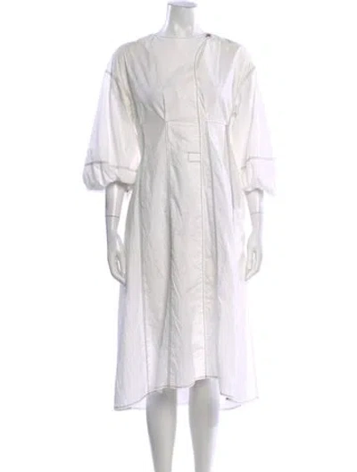 Pre-owned Deveaux Asymmetrical Midi Length Dress In White