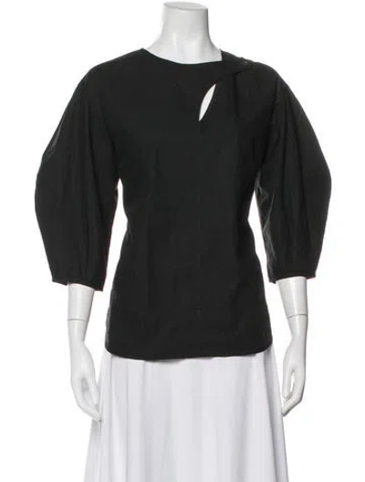 Pre-owned Deveaux Asymmetrical Three-quarter Sleeve Blouse In Green