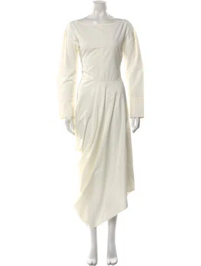Pre-owned Deveaux Bateau Neckline Long Dress In White
