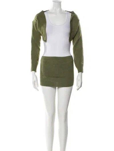 Pre-owned Deveaux Cardigan Set Merino Wool Set In Green