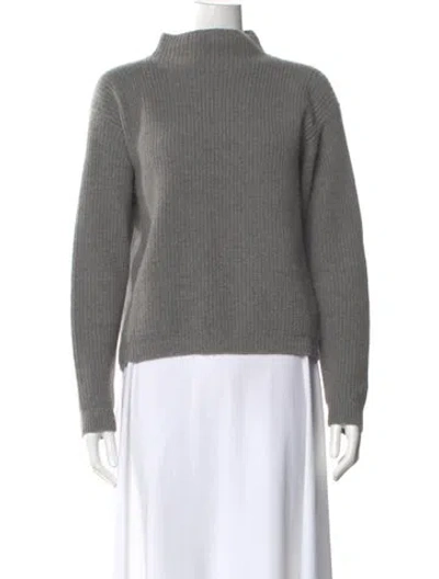 Pre-owned Deveaux Cashmere Mock Neck Sweater In Gray