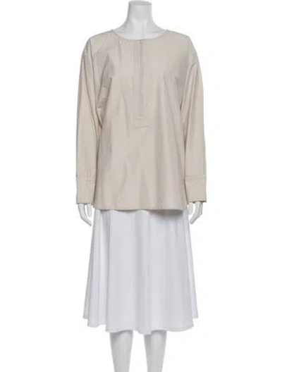 Pre-owned Deveaux Crew Neck Long Sleeve Blouse In Neutral