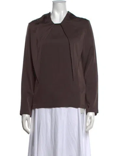 Pre-owned Deveaux Crew Neck Long Sleeve Top In Brown