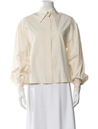 Pre-owned Deveaux Long Sleeve Blouse In Neutral