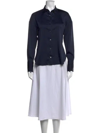 Pre-owned Deveaux Long Sleeve Button-up Top In Blue