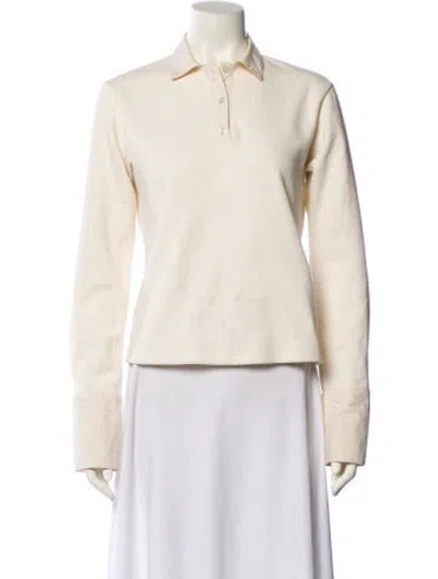 Pre-owned Deveaux Long Sleeve Polo In White