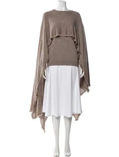 Pre-owned Deveaux Merino Wool Crew Neck Sweater In Brown