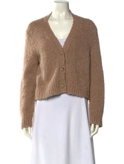 Pre-owned Deveaux Merino Wool V-neck Sweater In Neutral
