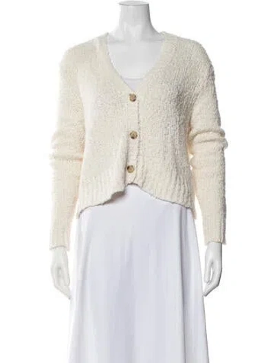 Pre-owned Deveaux Merino Wool V-neck Sweater In Neutrals