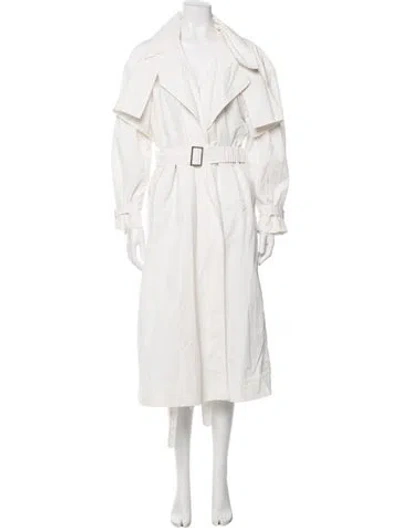 Pre-owned Deveaux Nylon Trench Coat In White