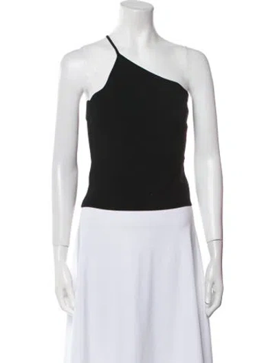 Pre-owned Deveaux One-shoulder Sleeveless Crop Top In Black