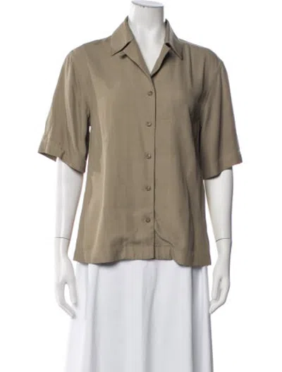 Pre-owned Deveaux Short Sleeve Button-up Top In Blue