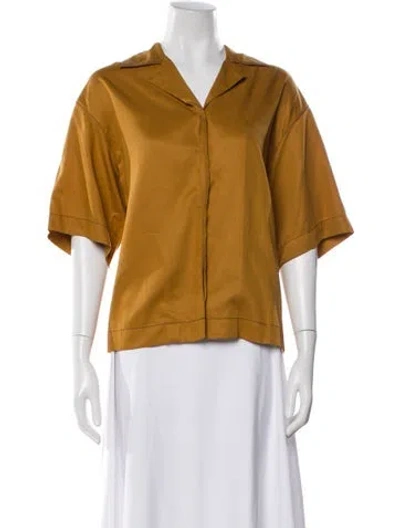 Pre-owned Deveaux Short Sleeve Button-up Top In Multi