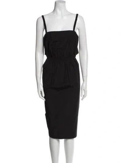 Pre-owned Deveaux Square Neckline Midi Length Dress In Blue