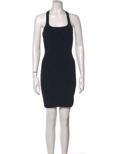 Pre-owned Deveaux Square Neckline Mini Dress In Black