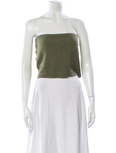 Pre-owned Deveaux Strapless Crop Top In Green