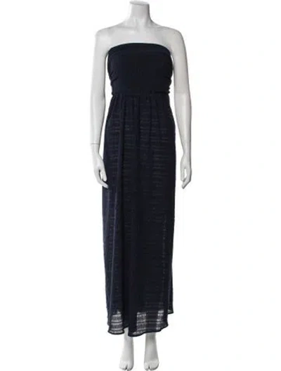 Pre-owned Deveaux Strapless Long Dress In Blue
