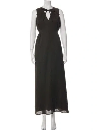 Pre-owned Deveaux Tie Neck Long Dress In Black