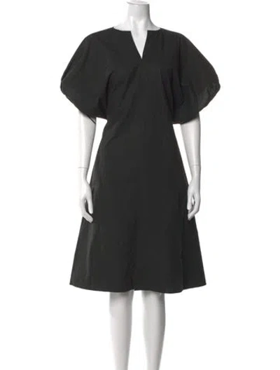 Pre-owned Deveaux V-neck Knee-length Dress In Black