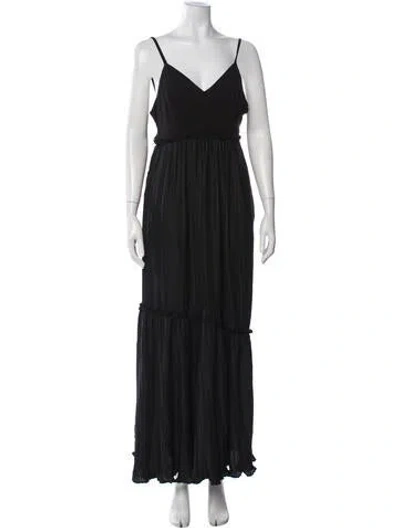 Pre-owned Deveaux V-neck Long Dress In Black