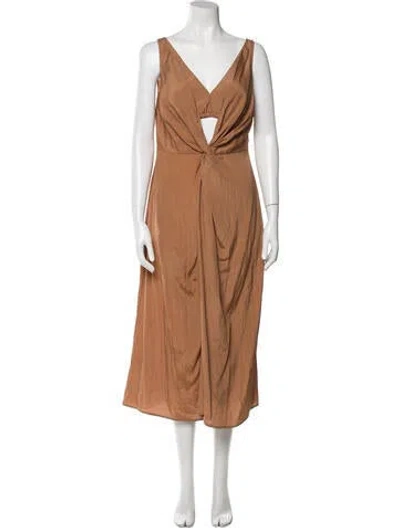 Pre-owned Deveaux V-neck Long Dress In Neutral