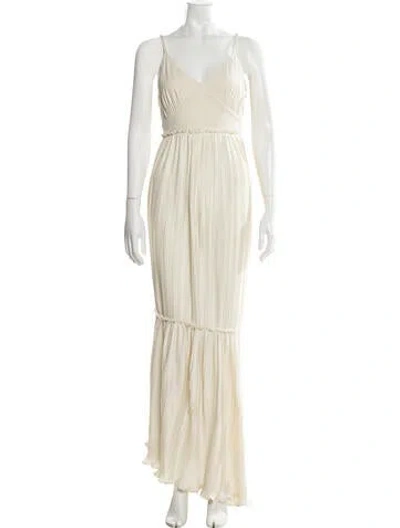Pre-owned Deveaux V-neck Long Dress In Neutral